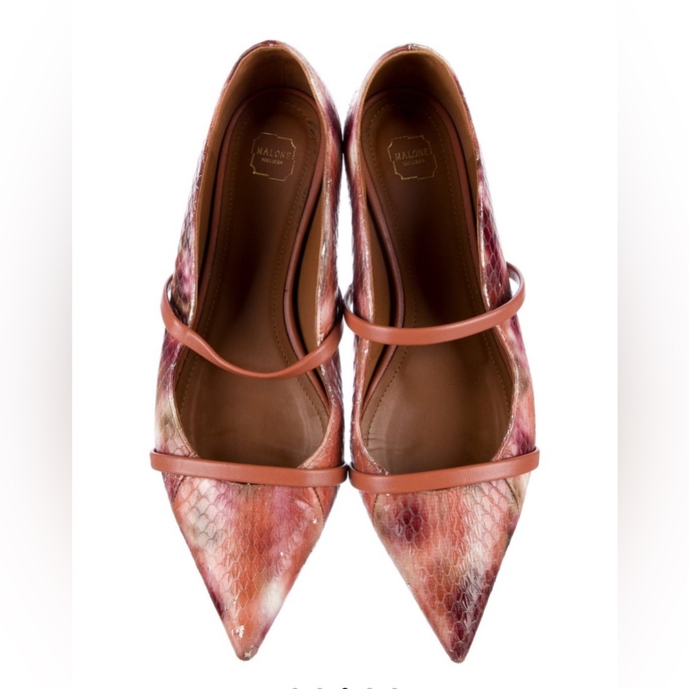 Malone Souliers Snakeskin Flats, 38